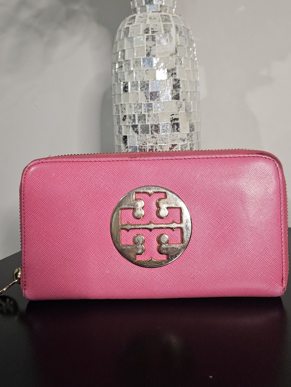 Tory Burch Pink Zip-Around Wallet, Very Nice Condition